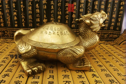 HOT SALE office Home Room shop bring wealth and fortune Mascot Talisman JI XIANG Dragon Turtle FENG SHUI Copper statue 25CM