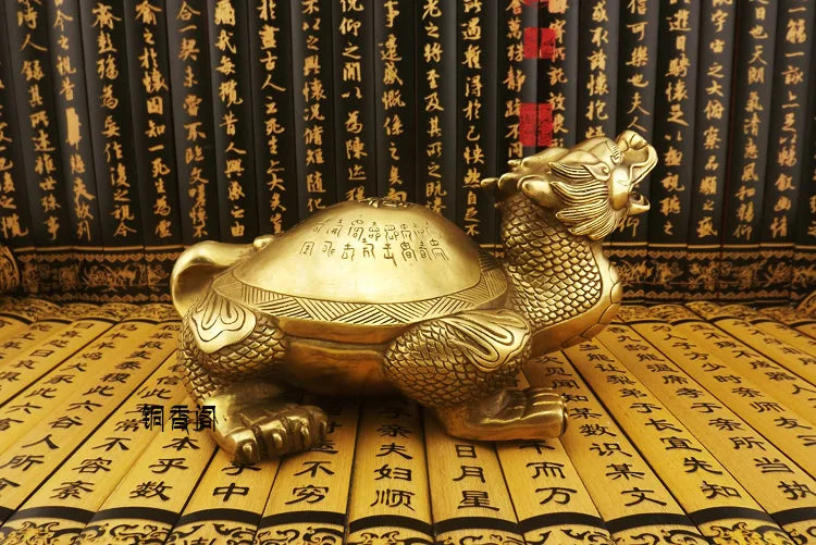 HOT SALE office Home Room shop bring wealth and fortune Mascot Talisman JI XIANG Dragon Turtle FENG SHUI Copper statue 25CM