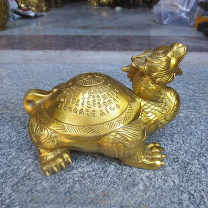 HOT SALE office SHOP HOME Money Drawing exorcise evil spirits Mascot talisman golden Dragon turtle FENG SHUI Brass statue