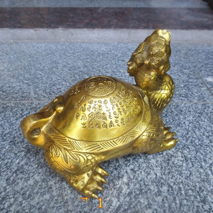 HOT SALE office SHOP HOME Money Drawing exorcise evil spirits Mascot talisman golden Dragon turtle FENG SHUI Brass statue