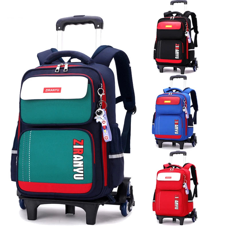 HOT Student Rolling Backpack free doll school bag for kids Trolley school backpack for wheeled bag 6 -12 years girl Suitcase Bag