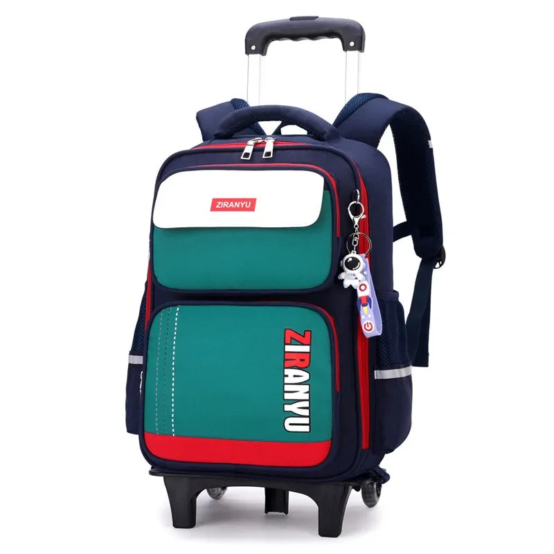 HOT Student Rolling Backpack free doll school bag for kids Trolley school backpack for wheeled bag 6 -12 years girl Suitcase Bag