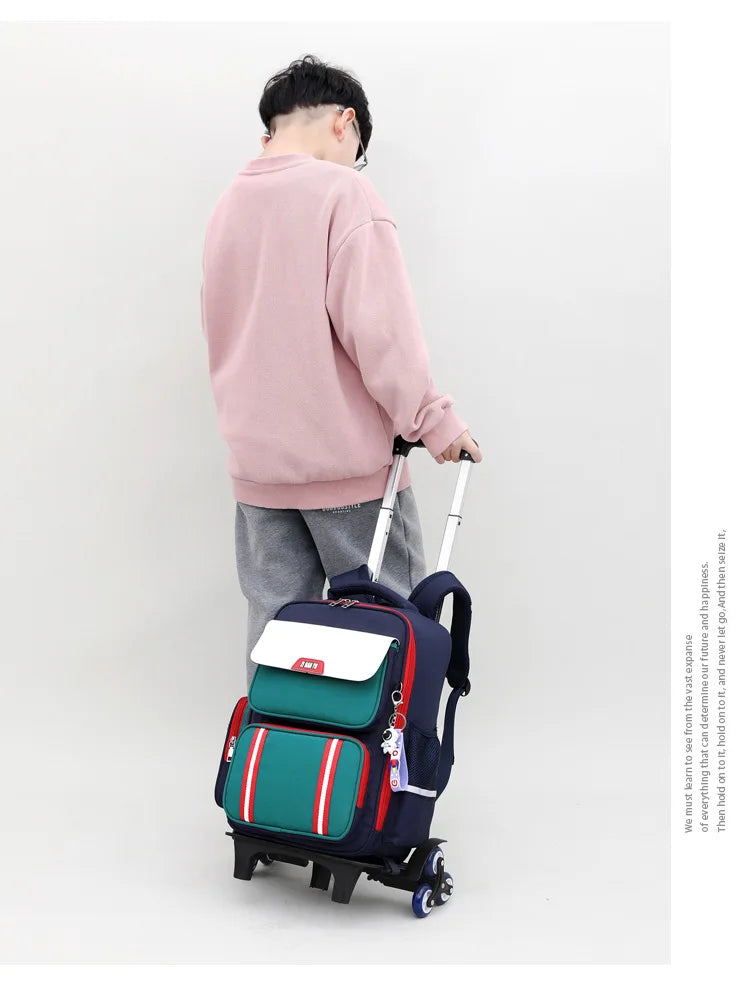 HOT Student Rolling Backpack free doll school bag for kids Trolley school backpack for wheeled bag 6 -12 years girl Suitcase Bag