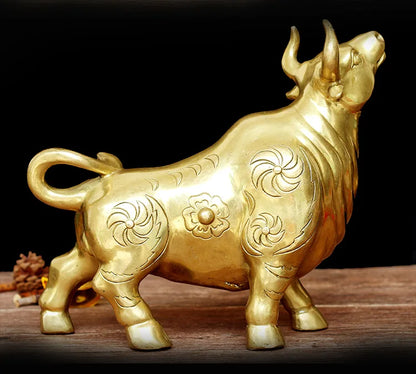 HOT sale - Home office efficacious Talisman Stock market cattle Inviting money gold cattle bull FENG SHUI BRASS statue