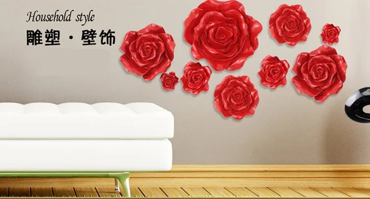 Free shipping Roses wall hang adorn  wall three-dimensional fashion wall stickers  family decorates  wall sticker