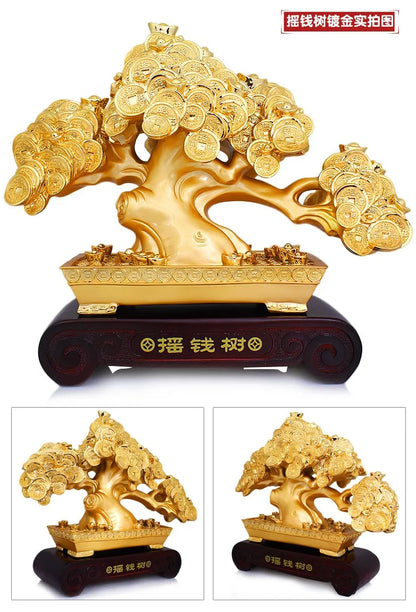 Feng shui Lucky tree statue cash cows become rich tree opened a housewarming gift sitting room TV cabinet office decoration