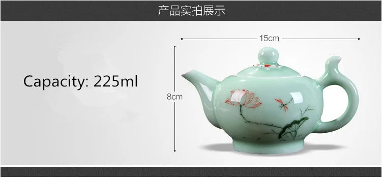 Chinese Celadon Teapot Elegant Ceramic Tea Pot Home Decorative Pot Porcelain Tea Kettle Kung Fu Handmade Teapots