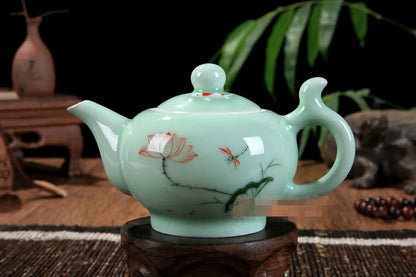 Chinese Celadon Teapot Elegant Ceramic Tea Pot Home Decorative Pot Porcelain Tea Kettle Kung Fu Handmade Teapots