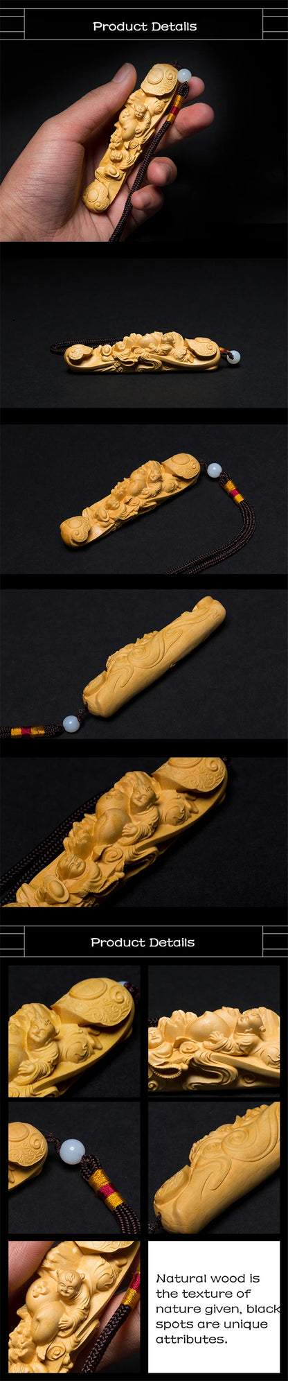 Boxwood Carving Arts and Crafts Decoration, Exquisite Home Furnishing, Gift Holes Handmade Art