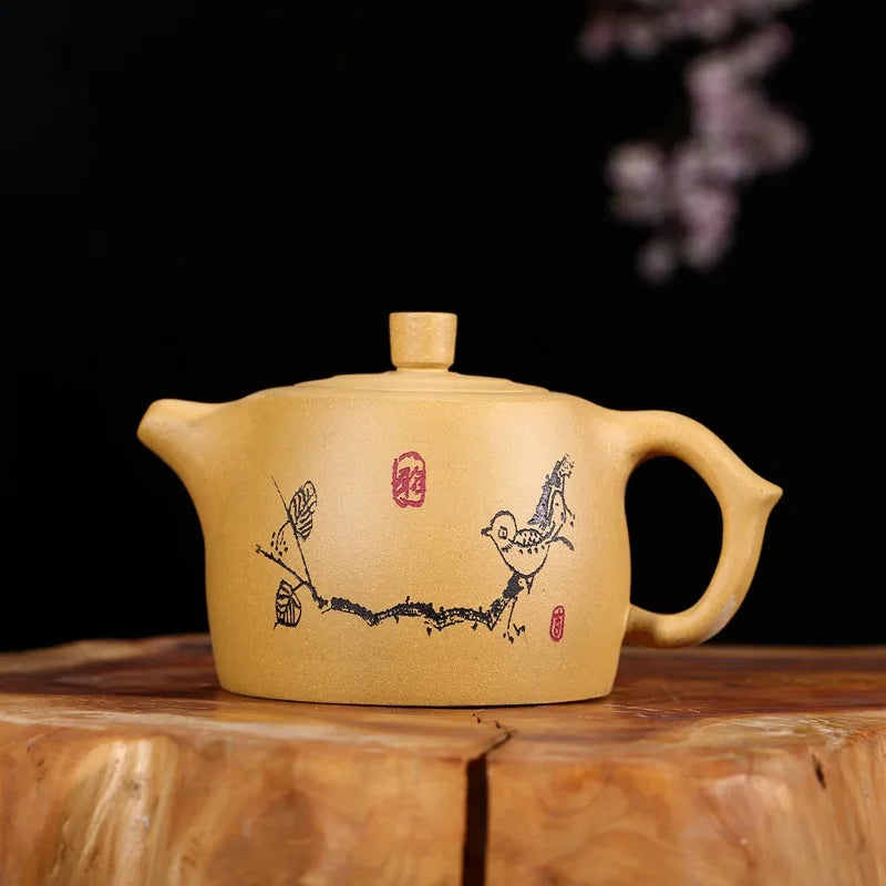 300cc Yixing Chinese Zisha Teapot  Jinglan Teaware Raw Ore Purple Sand Mud Gold Section Painted Hand-painted Health Tea pot