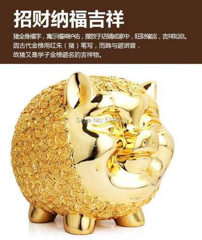 New Year decorations Resin pig piggy bank holiday gifts home decoration gold plating skarbonka statue birthday present