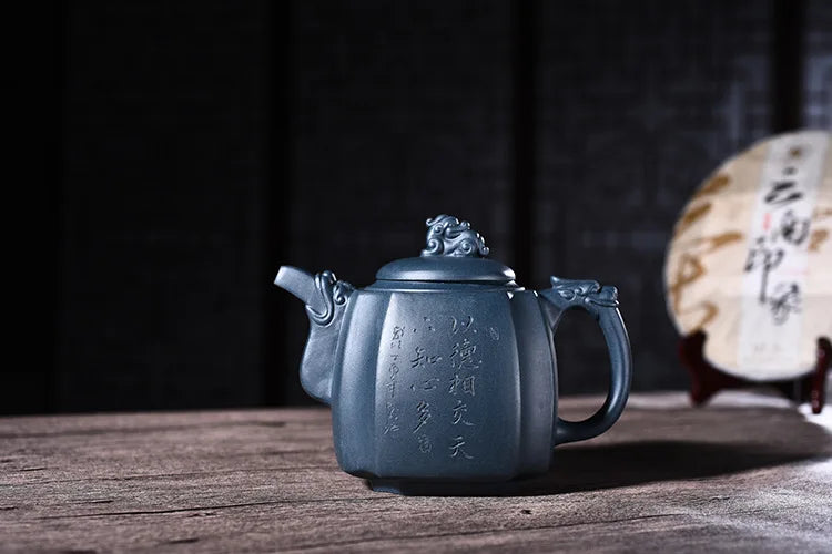 500ml Yixing Purple Sand Tea Pot Genuine Handmade Green Mud Quartet Teapot Large Capacity Kung Fu Zisha Tea Kettle Free Shipping