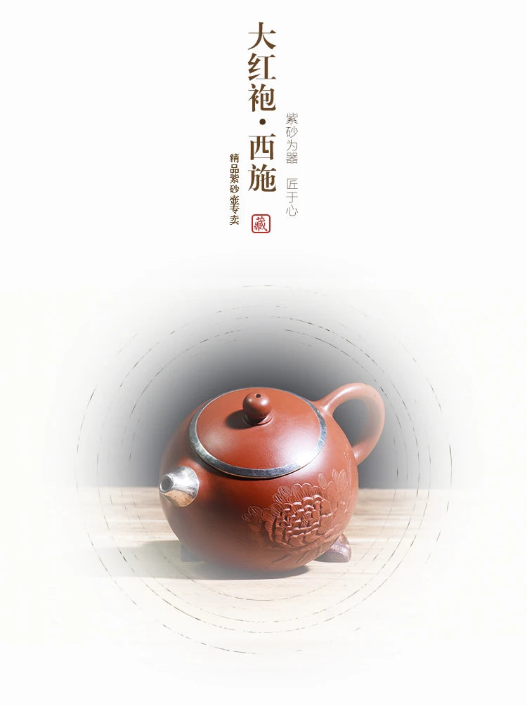 Yixing famous handmade Purple clay tea pot Kung Fu Zisha teapot Dahongpao Xi shi teapot special package silver