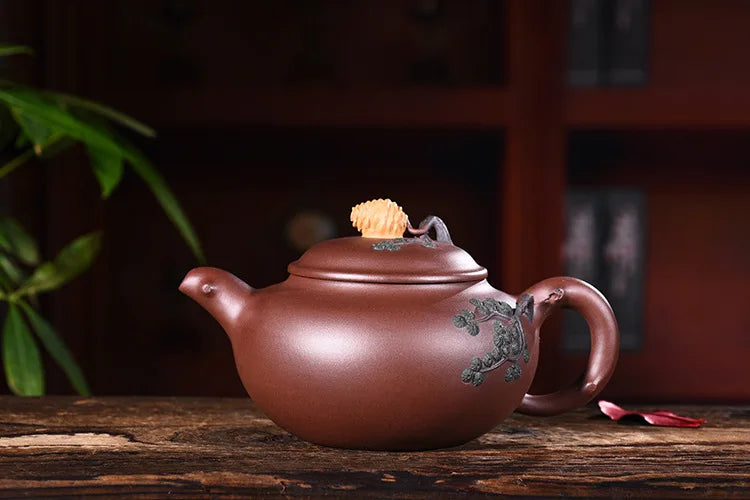 400ml Genuine Yixing Zisha Tea Pot Famous Handmade Raw Ore Purple Clay Pine Teapot Kung Fu Tea Kettle Free Shipping