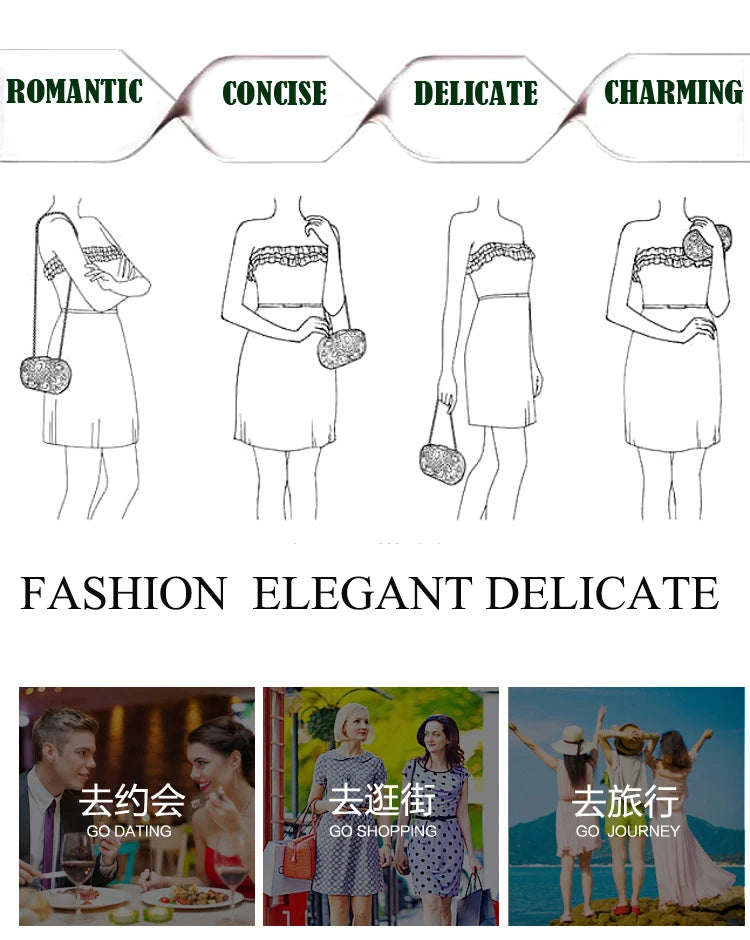 Woman Gold Silver Pink Elegant Dinner Gala Handbag Wedding Bridal Banquet Party Purse Crystal Diamond Stone Female Evening Bag