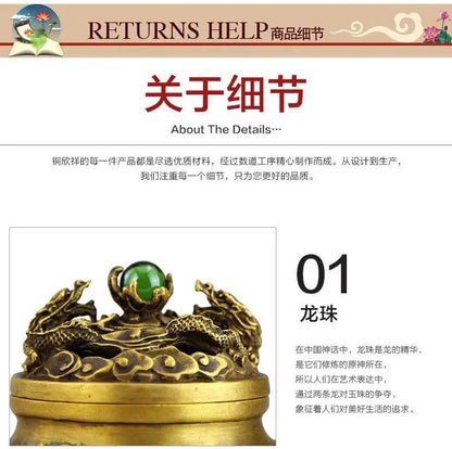 Open pure copper incense burner antique Kowloon incense burner ornaments incense Tao materials supplies room Buddhist temple dec