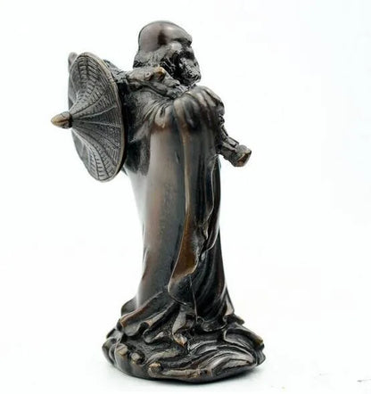 China brass Bodhidharma Buddha craft purple statue