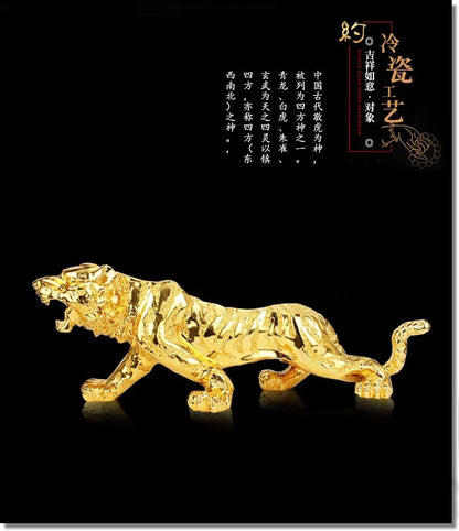 55cm new European furnishing articles big tiger gold-plated decorated handicraft desk to protect peaceful family adornment