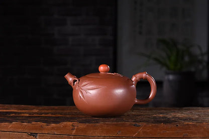 220ml Genuine Yixing Zisha Tea Pot Famous Handmade Purple Mud Bamboo Xishi Teapot Kung Fu Tea Kettle Free Shipping
