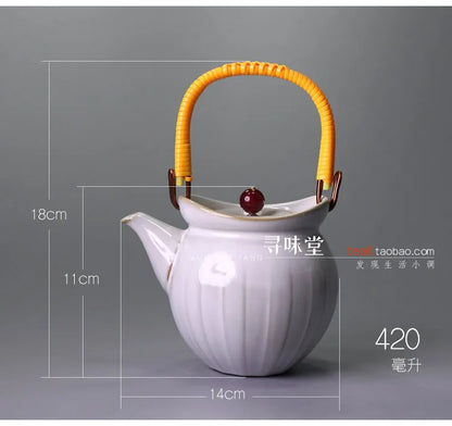 Ceramic Teapots Exquisite Retro Ceramic Beam Pot Large Teapot Stone Pottery Kung Fu Da Hong Pao Green Tea Set Free Shipping
