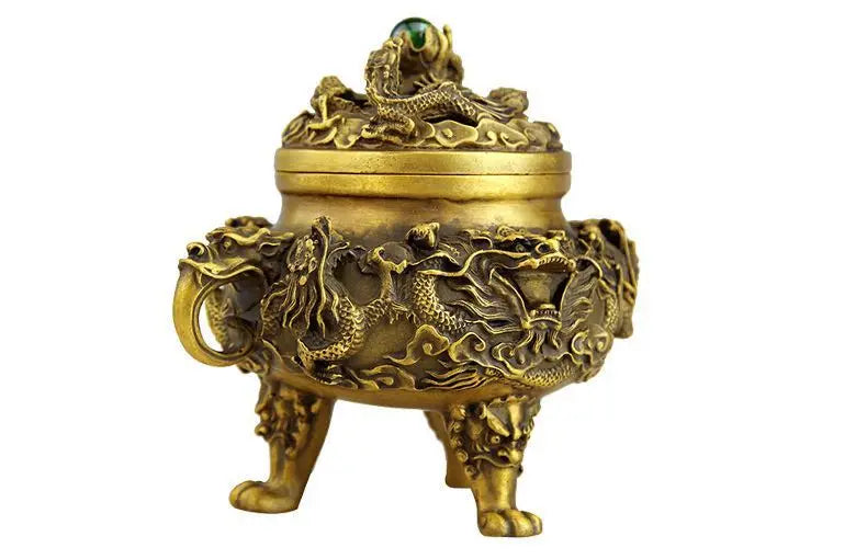 Open pure copper incense burner antique Kowloon incense burner ornaments incense Tao materials supplies room Buddhist temple dec
