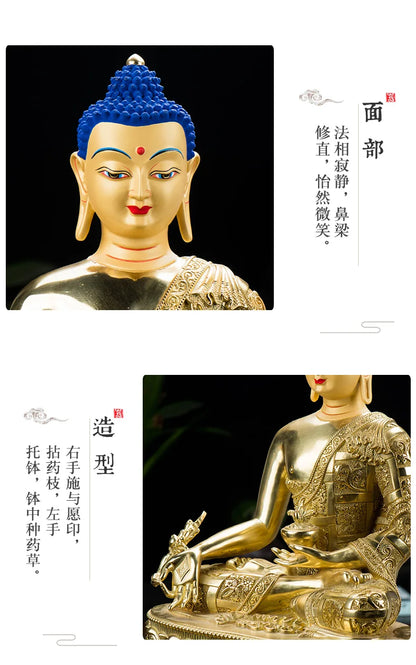 HUGE 48CM large High-grade Buddha statue Asia Buddhism Nepal Gilding Sakyamuni Medicine Buddha statue bless Safety Health luck
