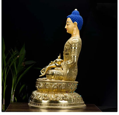 HUGE 48CM large High-grade Buddha statue Asia Buddhism Nepal Gilding Sakyamuni Medicine Buddha statue bless Safety Health luck