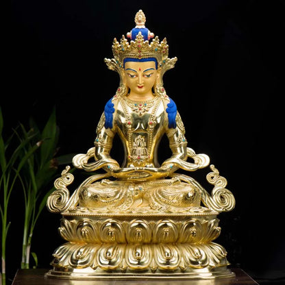 HUGE 48CM large High-grade Buddha statue Tibetan Buddhism Nepal Gilding Amitayus RU LAI Buddha statue bless Safety Health luck