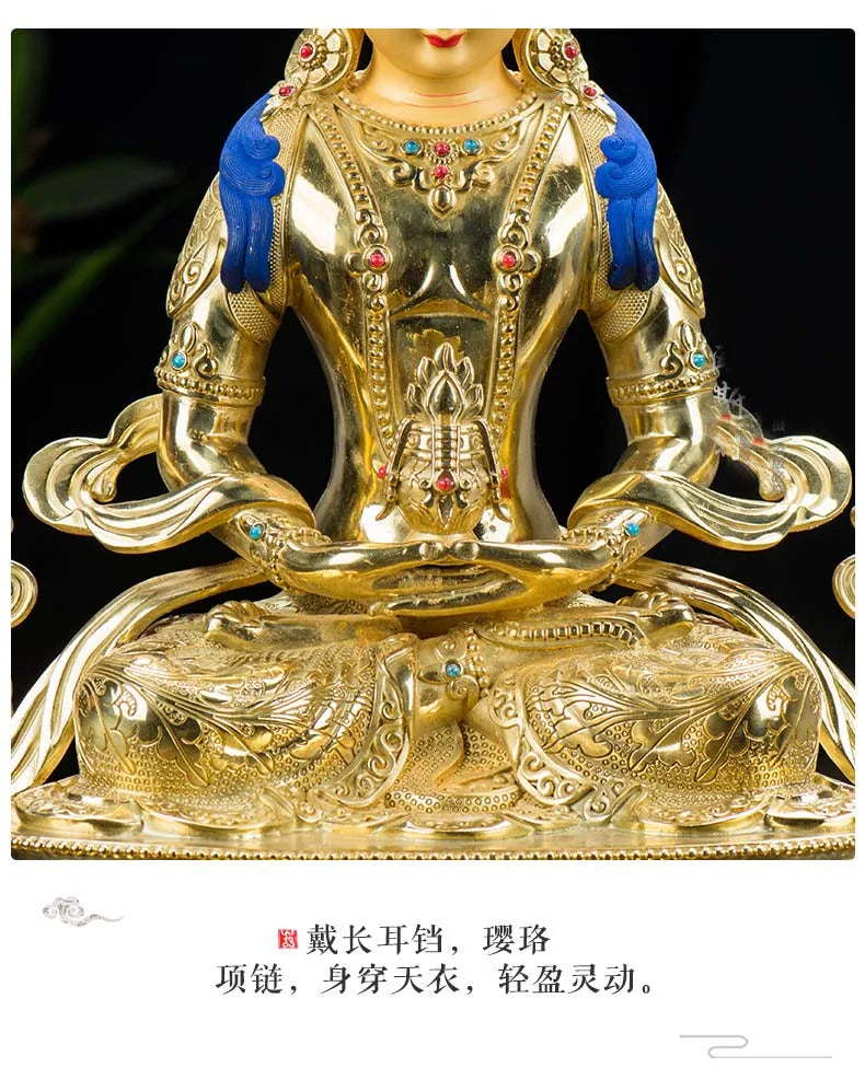 HUGE 48CM large High-grade Buddha statue Tibetan Buddhism Nepal Gilding Amitayus RU LAI Buddha statue bless Safety Health luck