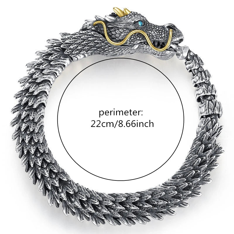 HX Handmade Three-dimensional Bracelet Men's Trendy Personality Domineering Retro Faucet Collection-level Smart Dragon Bracelet