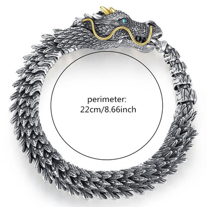 HX Handmade Three-dimensional Bracelet Men's Trendy Personality Domineering Retro Faucet Collection-level Smart Dragon Bracelet