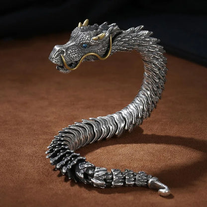 HX Handmade Three-dimensional Bracelet Men's Trendy Personality Domineering Retro Faucet Collection-level Smart Dragon Bracelet