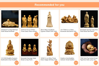 Character Fu Bag Maitreya Solid Wood Boxwood Carving Buddha Statues Crafts Laughing Buddha Mascot Home Decoration Ornaments