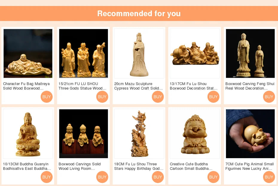 6CM Fu Lu Shou Longevity God small Figurines wood statues Lucky gift Modern Chinese Style Sculpture boat car decors