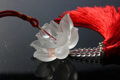 Chinese colored glaze lotus Car ornaments Buddhist lotus Pendant gift ...
