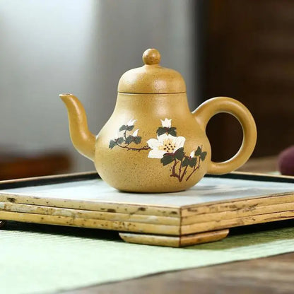 Handmade Kung-Fu Teaware of Purple Clay, Puer Green and Black Clay, Peony Siting Pot, Zisha Teapot, Handmade Pot