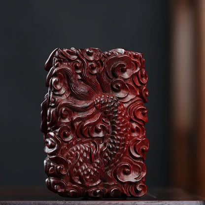 Lobular Rosewood Wood Sculpture Real Wood Wooden sign Traditional Chinese dragon Animal Sculpture Collection Car Hanging