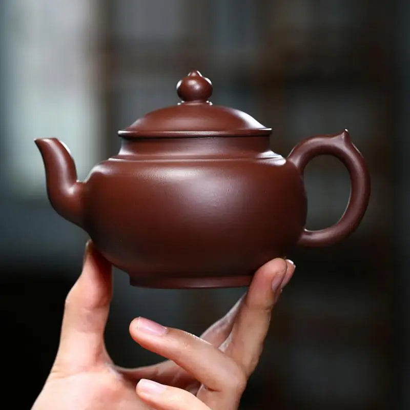 Purple Zhuni Engraved Teapot With Laughing Sakura Zisha Teapot Yixing Handmade Pot Kung-fu Teaware  Purple Clay Drinkware  Puer