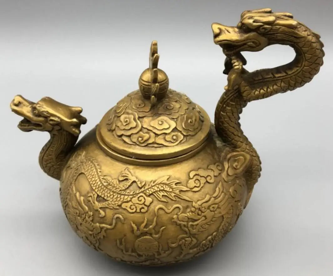 China brass dragon handle flagon crafts statue