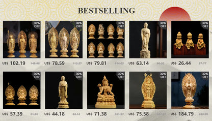 Boxwood 10cm Maitreya Sculpture Wood Carving Buddha Statue Laughing Buddha Home Decor