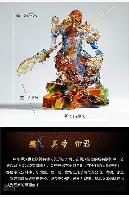 Shop dedicated Glass Buddha Statue  armed saints Guanyu God of Wealth Worship Decoration