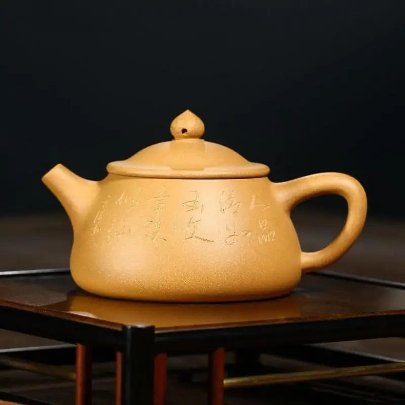Handmade Purple Clay Teapot with Jade Pillar, Zisha Teapot, Gold-section,  Yixing Handmade Pot, Kung-Fu Teaware