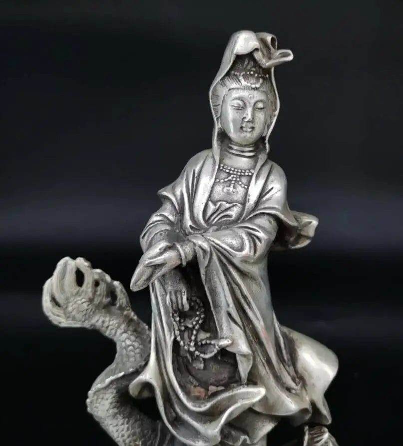 China White copper Goddess of mercy Buddha crafts statue