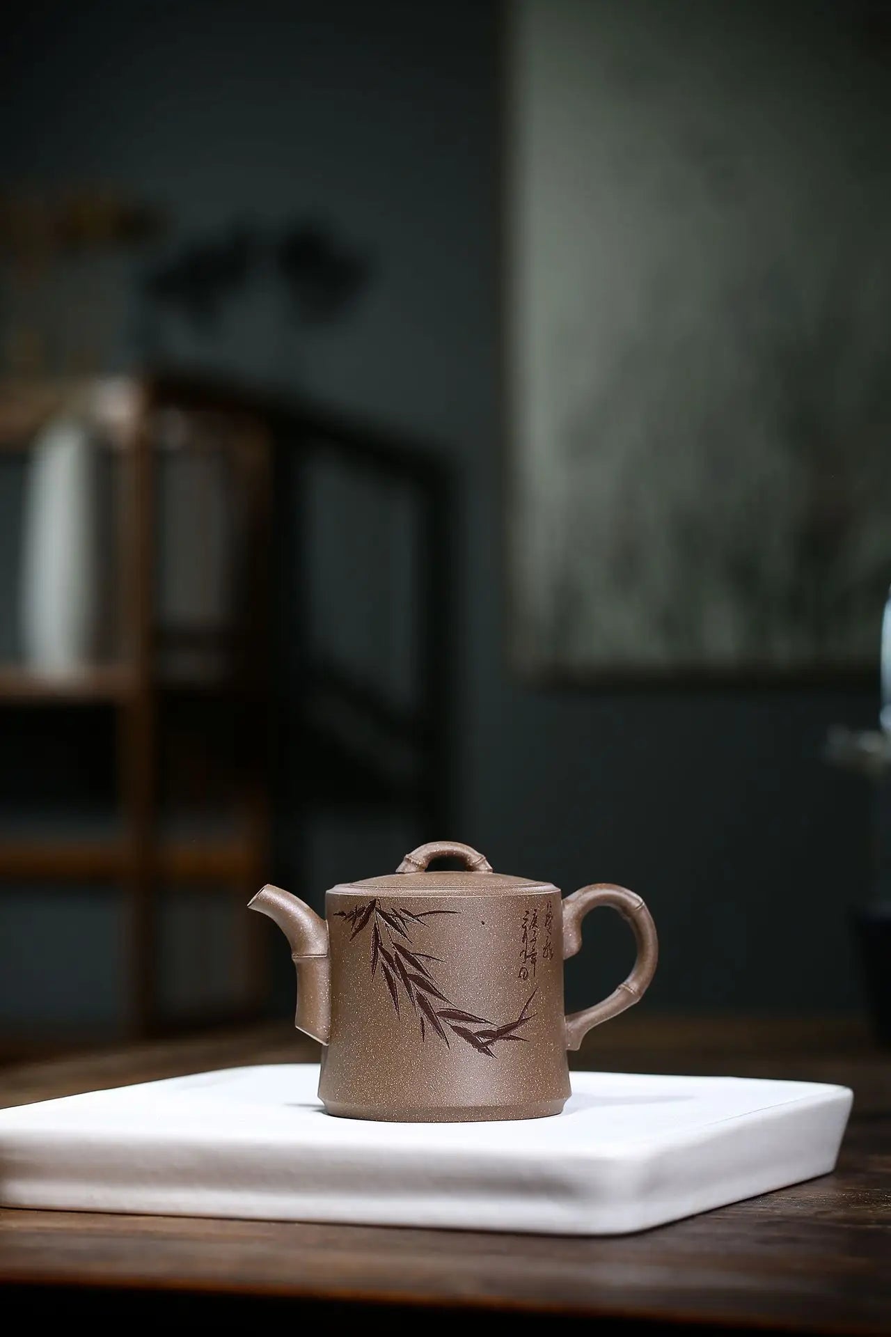 Handmade Bamboo Pot, Zisha Teapot, Yixing, Yixing, Original ore Section, 200 ml,Drinkware,Kettle,Suit for Green Tea,Dark, New