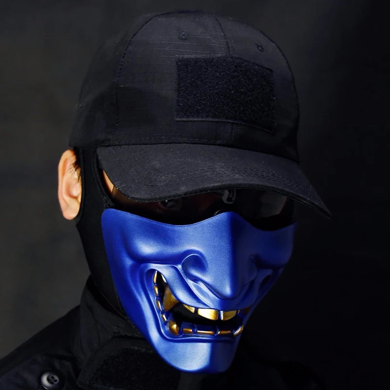 Half Face Airsoft Masks Halloween Cosplay Costume BB Demon Prajna Tactical Ghost Mask Samurai Hannya Half Cover Prajna Masks