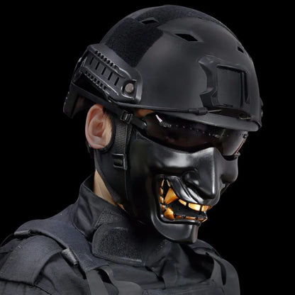 Half Face Airsoft Masks Halloween Cosplay Costume BB Demon Prajna Tactical Ghost Mask Samurai Hannya Half Cover Prajna Masks