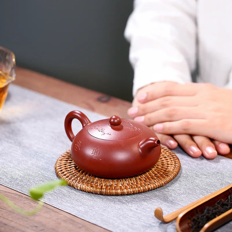 Half Moon Purple Clay Teapot Zisha Yixing Handmade Pot, Kung-Fu TeawarePurple Drinkware for Puer Green Black Chinese Tea