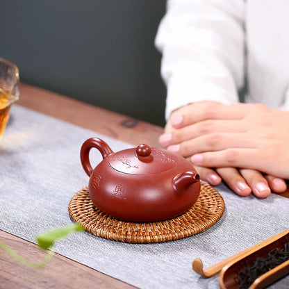 Half Moon Purple Clay Teapot Zisha Yixing Handmade Pot, Kung-Fu TeawarePurple Drinkware for Puer Green Black Chinese Tea