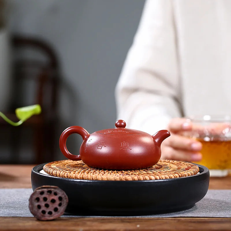 Half Moon Purple Clay Teapot Zisha Yixing Handmade Pot, Kung-Fu TeawarePurple Drinkware for Puer Green Black Chinese Tea