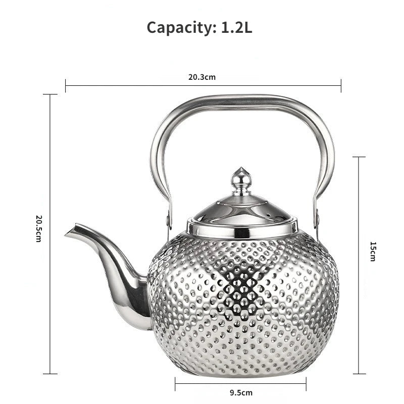 Hammered Spherical Teapot with Handle Stainless Steel Kettle with Strainer Household Induction Cooker Kettle